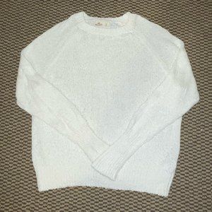 Hollister White Crew Neck Knit Sweater (Size S)